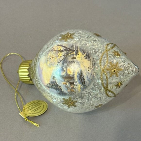 Vintage Thomas Kinkade Christmas Ornament Bradford Glass Twinkle Frost Gathering - Picture 1 of 3
